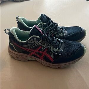 ASICS Black and Pink Athletic Shoes